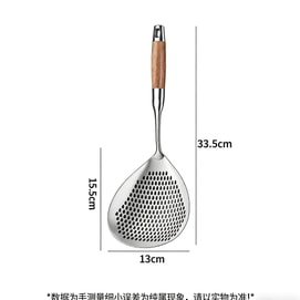 High-end Thick Stainless Steel Skimmer Strainer For Draining Oil, Frying, With Rosewood Handle, Medium Size, 1 piece