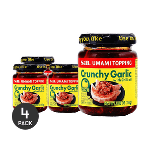 Umami Topping Crunchy Garlic With Chili Oil, Yuzu Flavor, 3.88 oz  *4【4 Packs】【For Chicken, Sushi, Pasta, Salad】
