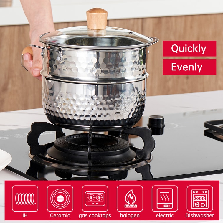 30CM Lightweight Carbon Steel Wok for Women Uncoated Carbon Steel Pan and 18CM Stainless Steel Pan Set For Gas & Induction 7