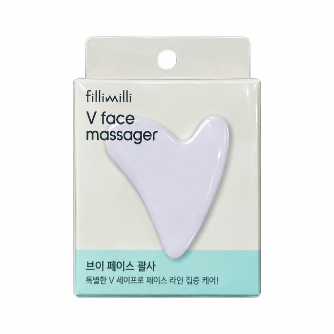 V 페이스 마사지기 괄사, 턱선 및 목 관리를 위한 V자형 얼굴 윤곽 마사지 도구, 핸드헬드 뷰티 마사지 도구, 1개