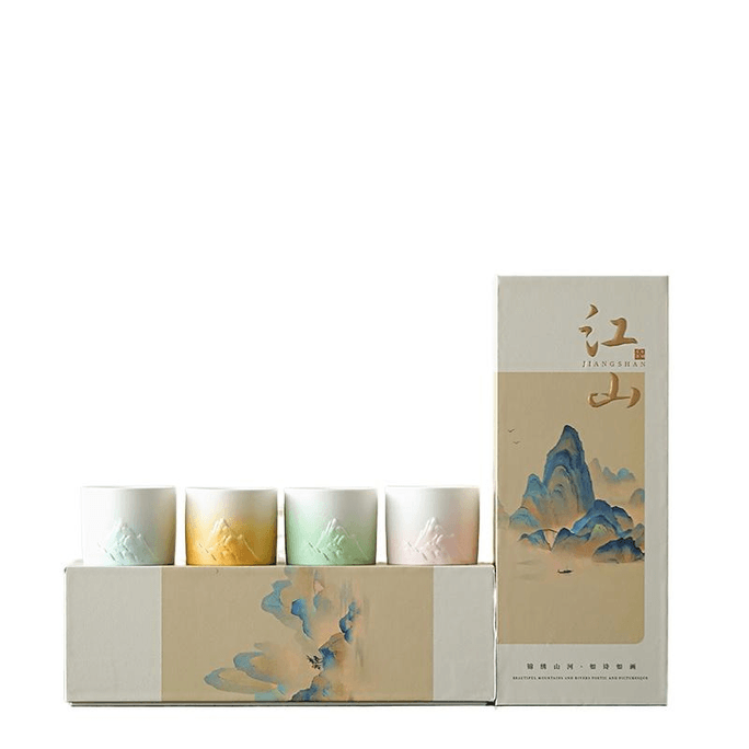 Imperial Palace Cultural And Creative Tea Cup Gift Set, Splendid Landscape Of China, 50ML *4 Cups