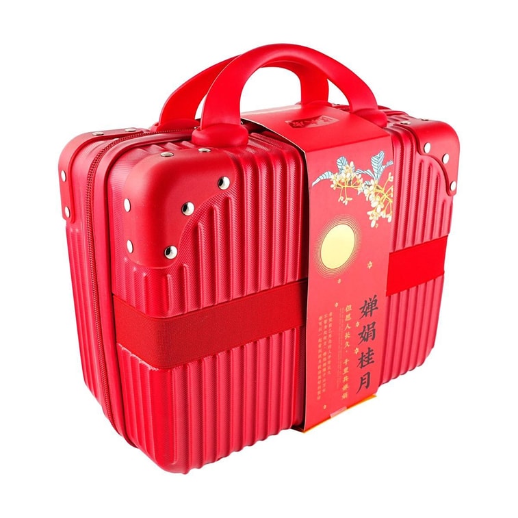 Mooncake Gift Box Suitcase Style,20 pcs 35.27 oz【Longjing Jasmine+Five Nuts+Spiced Salt+Egg Yolk Coconut+Rose Red Bean】 11