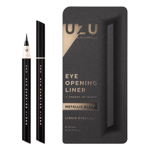 [일본에서 가장 인기! COSME 대상] [일본 직배송] 일본 구마노 장인 Flowfushi의 UZU, 번지기 쉬운 롱래스팅 워터프루프 컬러, 블랙 시리즈 리퀴드 아이라이너 펜, 메탈릭 블랙 0.55ml 코스메 그랜드 상