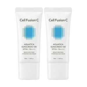 Aquatica Sunscreen 100, SPF50+ PA++++, Hydrating Sun Cream, 1.18 fl.oz.*2【1+1】