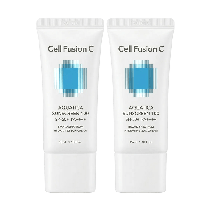 Aquatica Sunscreen 100, SPF50+ PA++++, Hydrating Sun Cream, 1.18 fl.oz.*2【1+1】