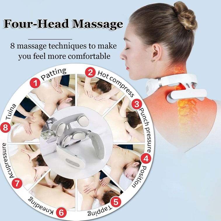 Neck Massager with Heat - Deep Muscle Activation, 6 Modes, 15 Intensities, Hands-Free, Ergonomic Design, Quiet Relaxation 3