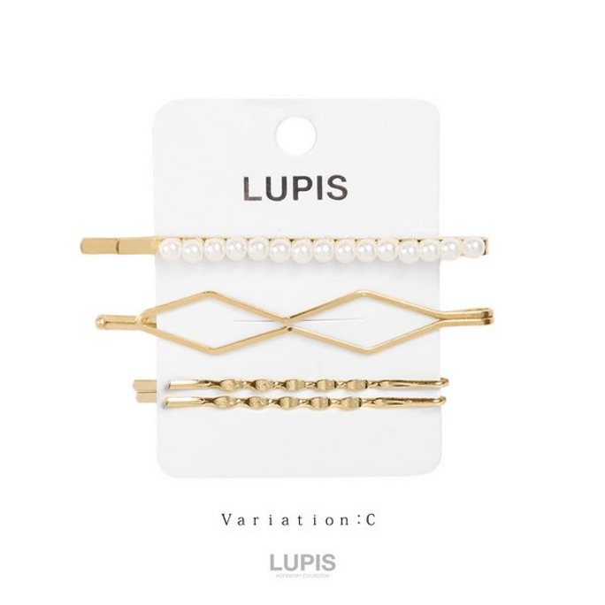 【日本直郵】LUPIS 珍珠×金色髮夾套裝 C款