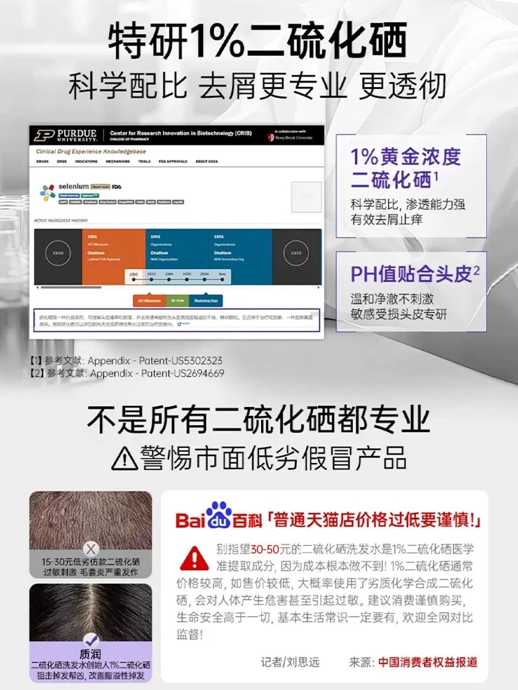 Selenium disulfide shampoo for oil control, fluffiness, dandruff removal and itch relief, salicylic acid shampoo 250ml