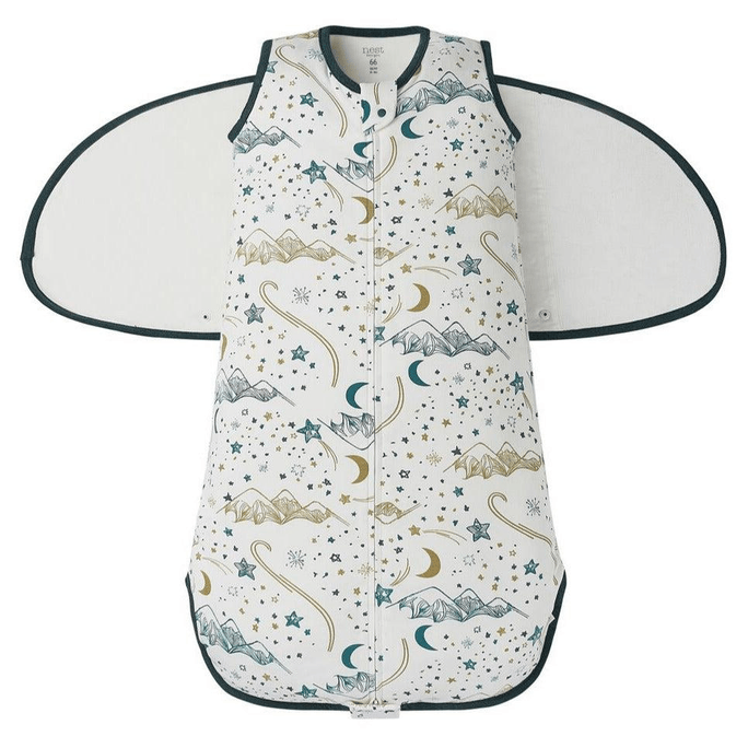 加拿大 Nest Designs 嬰兒1.0 有機棉包巾睡袋 - 星星白色 0-6個月