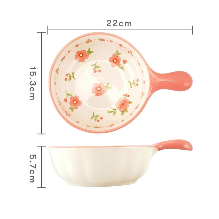 6 - Inch Bowl with Lotus - shaped Handle, from Red Glaze Peach Blossom Theme Tableware Series,8.7*6*2.2in 4
