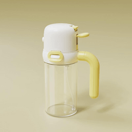 川岛屋 多巴胺喷倒两用油壶 黄白配色 防漏不挂油玻璃油壶 450ml