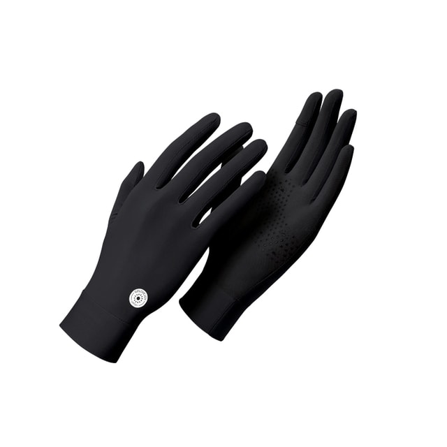 Summer Ice Silk Sunscreen Gloves Ice Feel Breathable Full Finger Anti-slip  Anti-UV Black