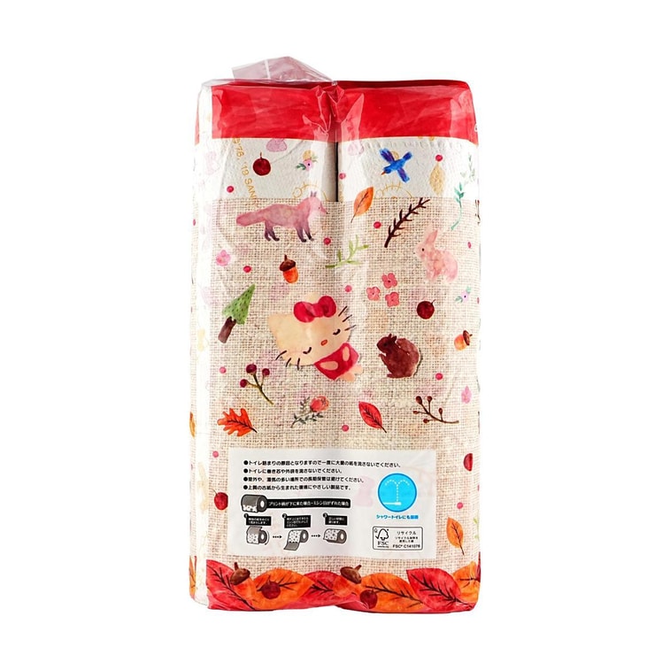 ハローキティ 秋限定トイレットペーパー 12ロール 2枚重ねソフトホームエッセンシャルティッシュ 3