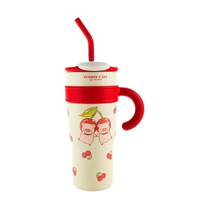Lulu Pig Co-branded Insulated Straw Cup, Cherry Large Capacity 1200ml