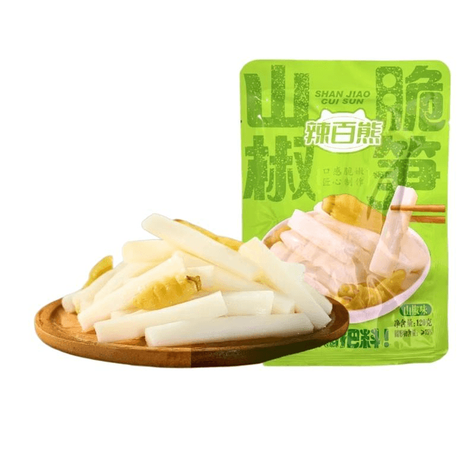 【中国直邮】 辣百熊 山椒脆笋泡椒竹笋干开袋即食笋片笋条笋尖休闲零食120g*2袋