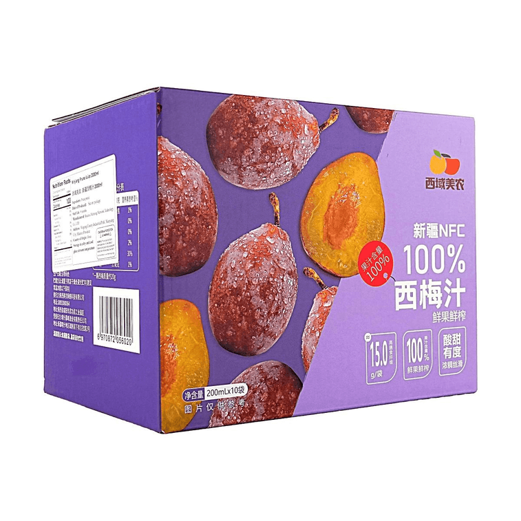 100% NFC 新疆プルーンジュース 6.76液量オンス×10袋 【クリーンで無添加】【高食物繊維】 6