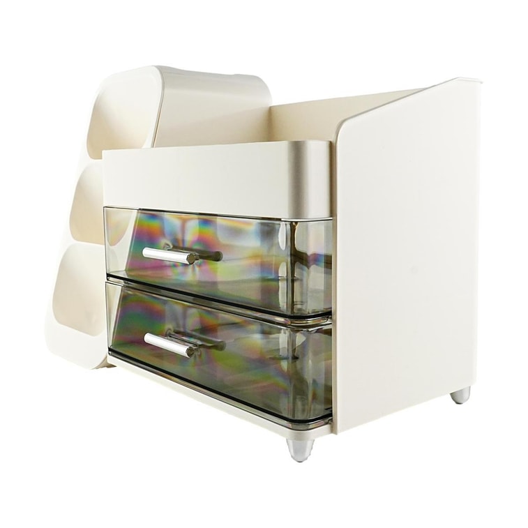 川岛屋 化妆品收纳架 多层整理 白色 梳妆台浴室 25×19×35cm 8