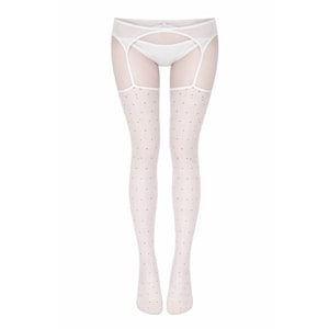 美国 Bella’s Fantasy 高品质3D波点超薄一体式性感吊带油光微闪丝袜吊带袜 带试穿手套 均码 白色