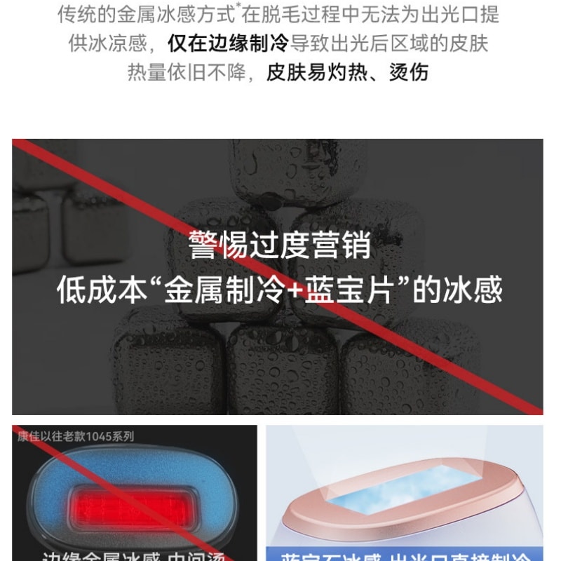 【中国直邮】 康佳 冰点医用蓝宝石脱毛仪家用唇毛腋下私处全身可用  一件装