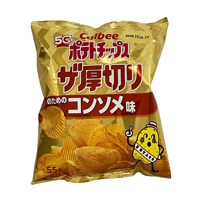 두툼하게 썬 감자칩 콘소메 맛 1.94oz 굴곡진 바삭한 스낵