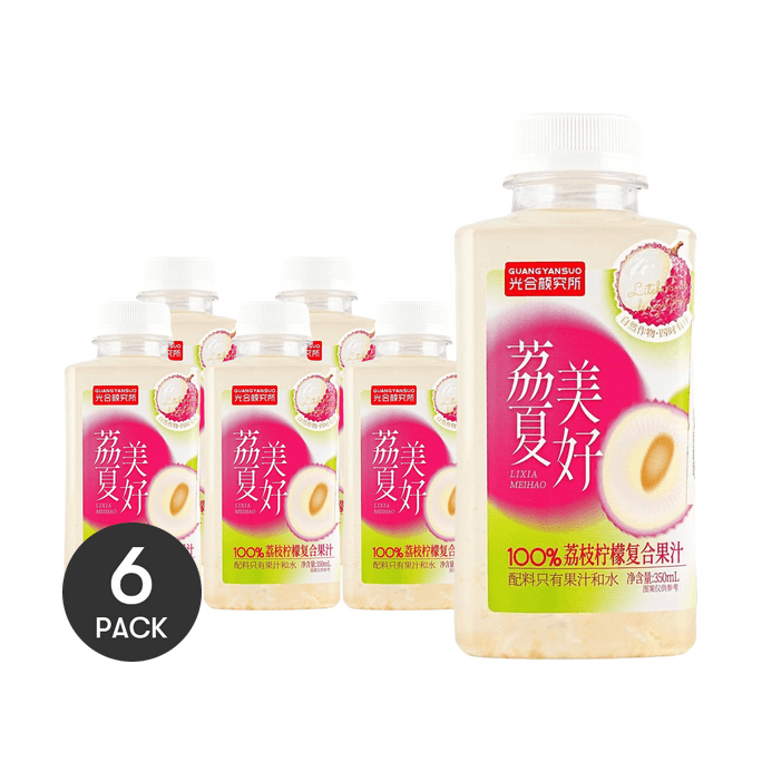 Lychee Lemon Juice, 11.8 fl oz *6【6 Packs】【0 White Sugar 0 Fat Low Calories】