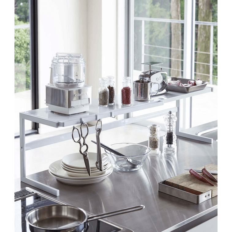 야마자키 홈 확장형 카운터탑 선반 (일본) - 스틸, 화이트, 1개 3