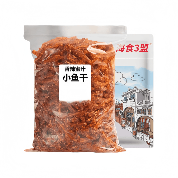 haishi3meng 海食3盟 香辣蜜汁小鱼干银鱼仔香辣即食解馋小鱼干零食250g