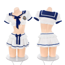 Nautical college style sweet and spicy miniskirt with exposed hips split suit uniform sexy lingerie sexy pure desire