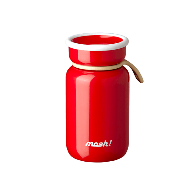 日本mosh! 拿铁不锈钢水杯可爱保温瓶 330ml 红色 吴磊同款 | 亚米