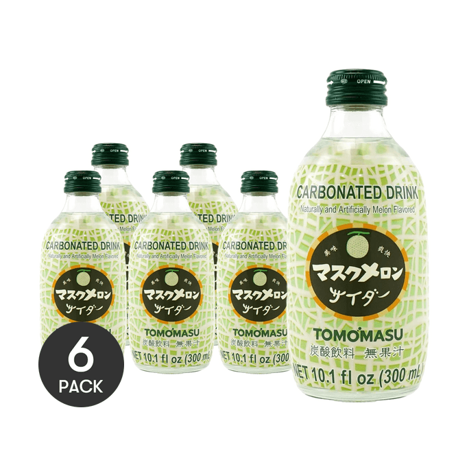 日本TOMOMASU 哈密瓜味汽水 果味碳酸饮料  300ml *6【6份超值装】