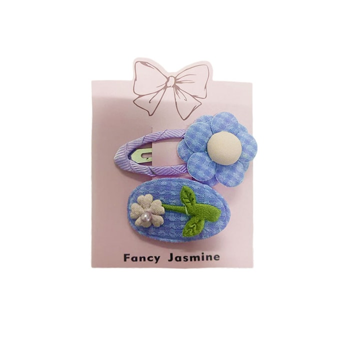 Purple flower cute style fabric hair accessory, side bangs, new Korean children's embroidered flower hair clip, fresh fabric BBbb hair clip headwear 1 pair