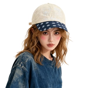 Korean Cute Cartoon Bear Embroidered Baseball Cap All Season Soft Brim Cap Beige F 1 Piece