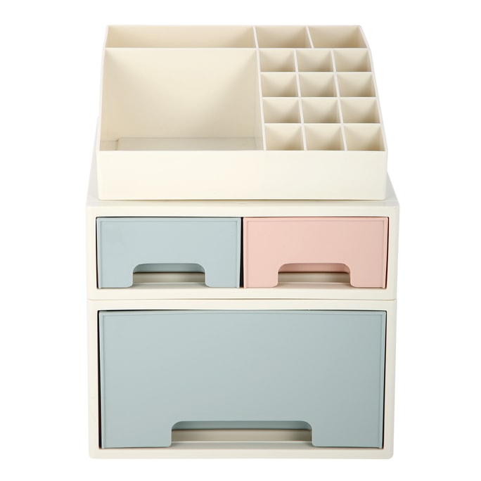Stationery Organizer Box Roselife Multifunctional Desk Storage Box Set Free Stacking [TAF-07] w/ 3 Drawers + 16 Slots