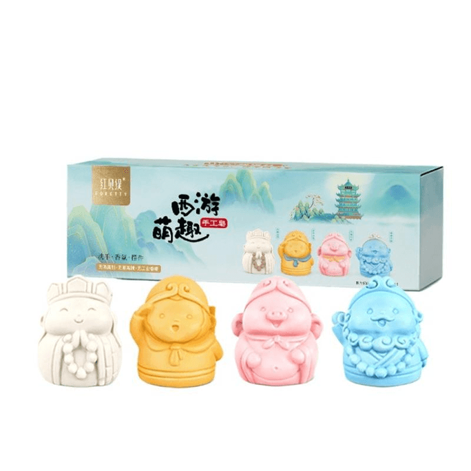 Red Beiti Langlang Mountain Little Monster Westward Journey Trendy Cartoon Soap 56g*4 Pieces *1 Box