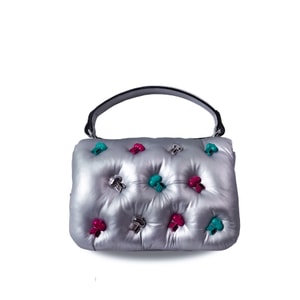 EM Designer Brand Heavy Industry Rivet Mini Shiny Crossbody Cloud Bag (Silver)1pcs