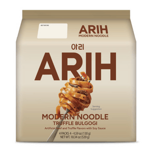 [한국 직배송] 팔도 BTS 콜라보레이션 한국산 아리 트러플 그릴드 비프 맛 라면 520g (130g x 4팩) 한국산 건라면