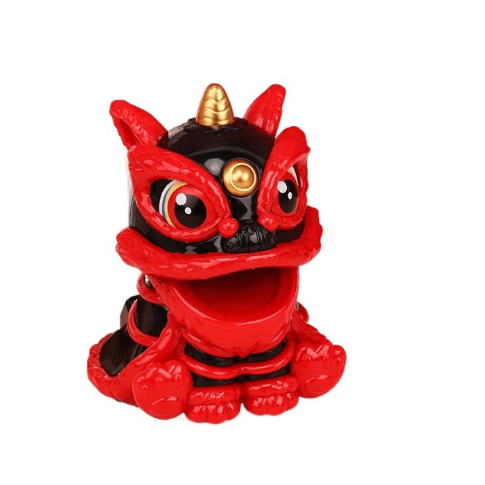Solar Powered Lion Dance Car Ornament, Car Center Console Decoration, Good Luck, Continuous 7.3 * 7.8 * 9.5cm