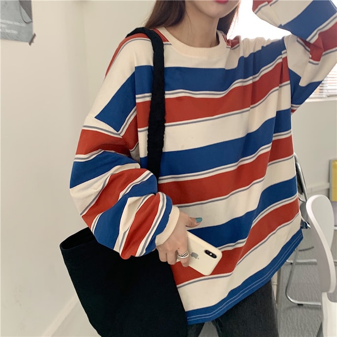 Autumn/Winter New Thin Sweater Orange Stripe 2XL