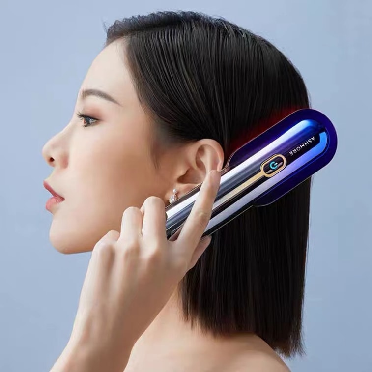 ASHMORE ヘアケアブラシ（赤色光、抜け毛対策、頭皮トリートメント、マッサージ、育毛、メンテナンス）エッセンスセット無料付き（セレブのチャン・メンと同じ、ソン・イーも推奨） - シーグラデーションブルー（1本、ミルキーホワイト） 4