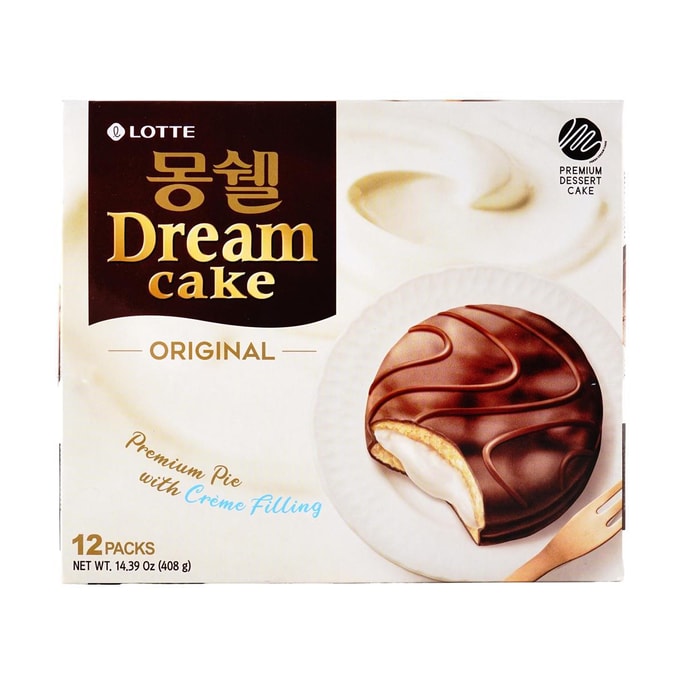 韩国LOTTE乐天  蒙西派 梦雪奶油蛋糕派 12枚入 408g 包装随机发