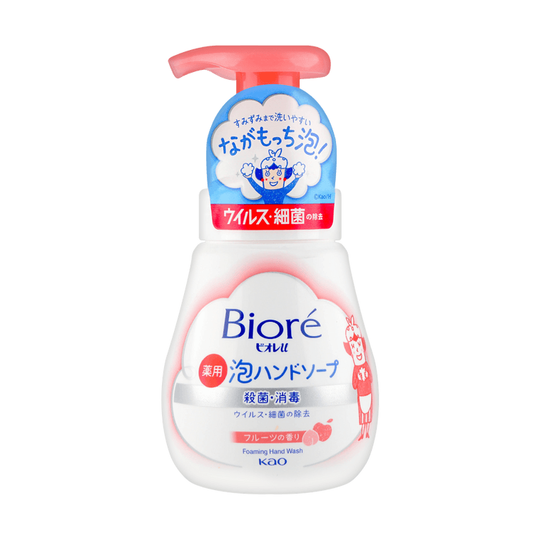 日本KAO花王 BIORE碧柔 药用泡沫型消毒杀菌洗手液 儿童可用 水果味 250ml 11