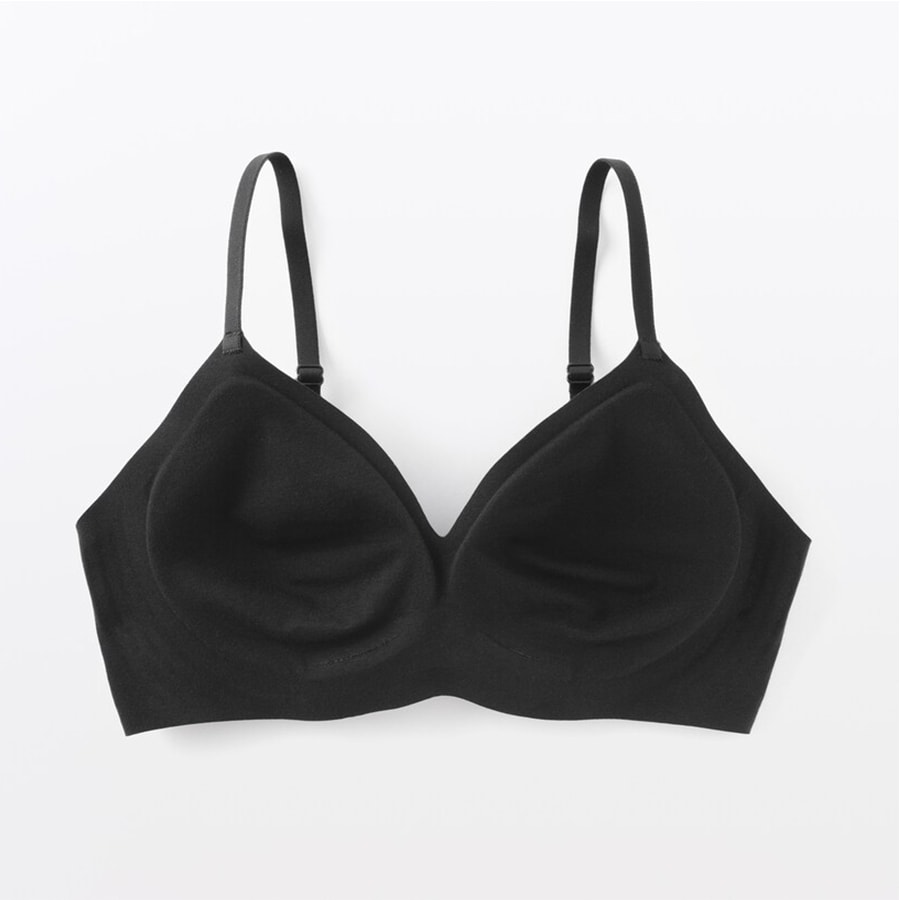 【日本直邮】 日本 MUJI 无印良品 无印良品 女士 无钢圈贴合支撑文胸 黑色XL码