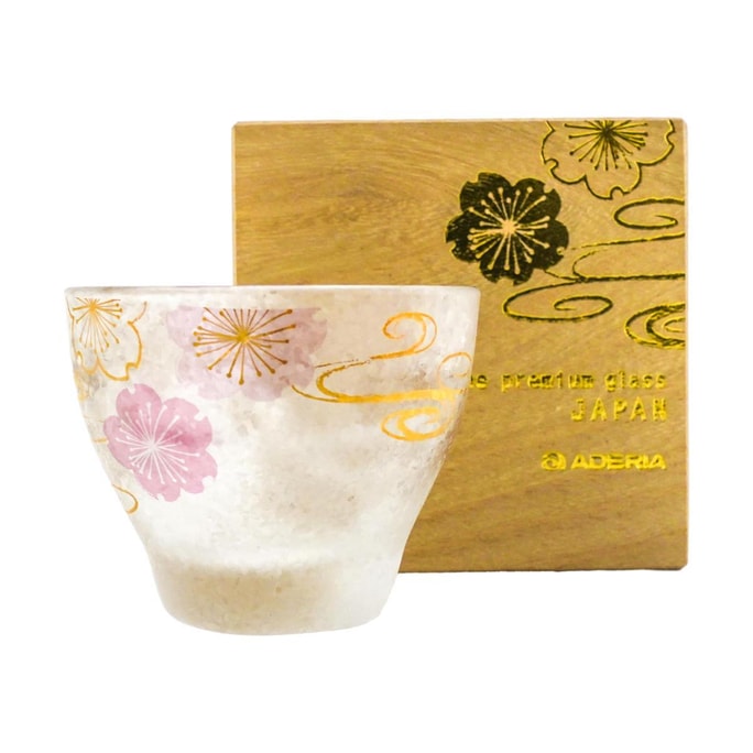 日本ISHIZUKA GLASS石塚硝子 ADERIA The Premium Nippon Taste 桜水紋玻璃杯子 木製禮盒裝適合送禮 90ml