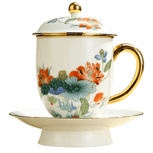 Ceramic filter with lid 330ml office cup tea-water separation tea cup meeting cup business gift