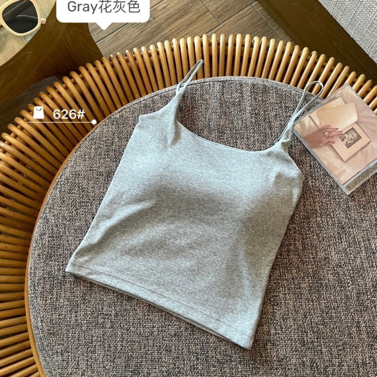 Solid colour camisole female self-bra padded fixed cups to cover secondary breasts black one size 1pc 3