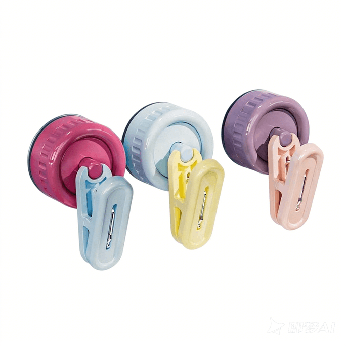 Leap&Bloom 多巴胺吸盘挂钩粘钩夹子 厨房浴室收纳 3个/1组