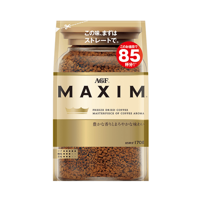日本AGF maxim 丰富醇厚速溶咖啡 替换装 170g/袋