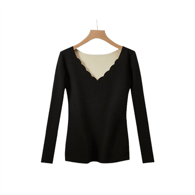 모달 플리스 안감, 두껍고 솔기가 없으며 발열 기능이 있는 열 속옷 세트, 사이즈 L, 검정색, 중국에서 직접 배송.