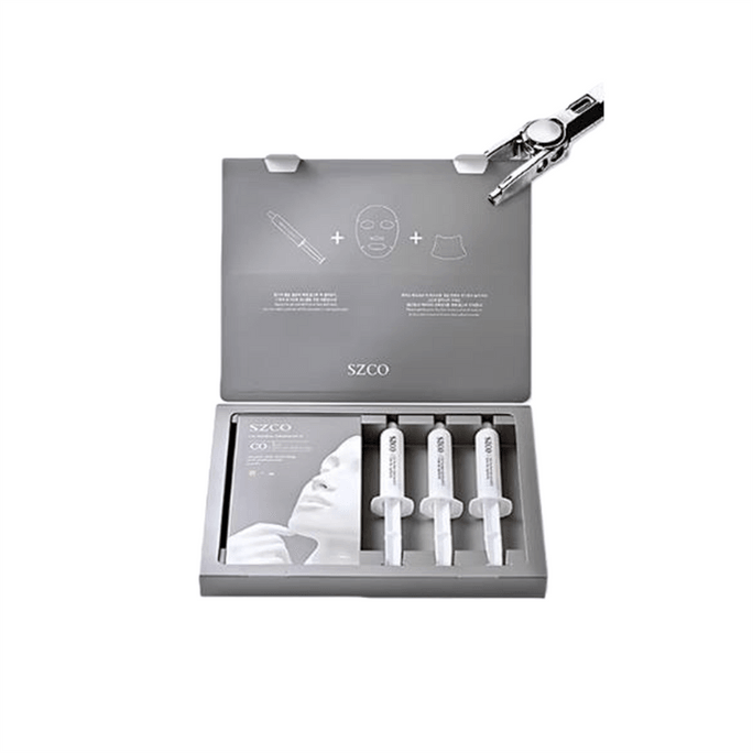 【中国直邮】 韩国 SZCO 白瓷娃娃 碳酸炮注氧面膜 注光式透亮集效充肌能 2.0补水提亮肤色院线同款(25g凝胶+1片面膜纸)*3组/盒