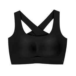 Laser Perforated Hollow Out Medium Strength Sports Bra Black S